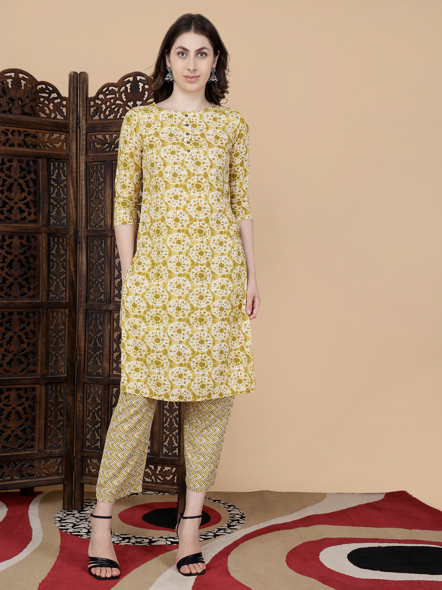 Yellow kurti and pant set from Trenzura